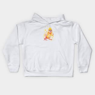 Yellow happy chick Kids Hoodie